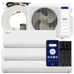 DELLA Vario Series 45000 BTU Tri-Zone Mini Split AC with R-454B (9K+12K+24k) - Up to 2450 Sq.Ft.