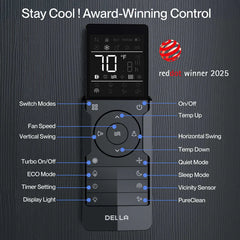 DELLA Vario Series 9000 BTU 19 SEER2 Mini-Split Heat Pump AC (R-454B) - Up to 400 Sq.Ft.