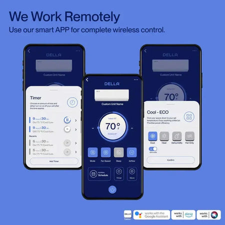 DELLA Versa Series Mini Split AC R410A Refrigerant 36000 BTU SEER2 19 Up to 2500 Sq.Ft. / 230 V - 048-TL-36K2V-19S-I+O  Mini Split Systems Direct