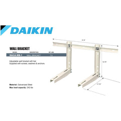 Daikin DACA-WB-1 Adjustable Wall Mount Bracket with Support Bar for Mini Split Systems - 242 lbs. Capacity