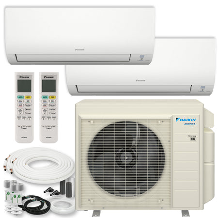 Daikin MXM 24,000 BTU 2 Ton 21 SEER2 (2) Zone Ductless Mini Split Heat Pump and Air Conditioning Inverter System 230V - 9K + 15K