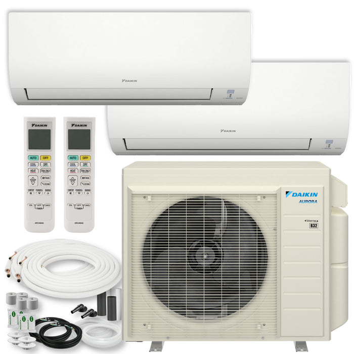Daikin MXM 18,000 BTU 1.5 Ton 21 SEER2 (2) Zone Ductless Mini Split Heat Pump and Air Conditioning Inverter System 230V - 9K + 9K - 2MXM18AVJU9 / FTXV09AVJU9 / FTXV09AVJU9  Mini Split Systems Direct