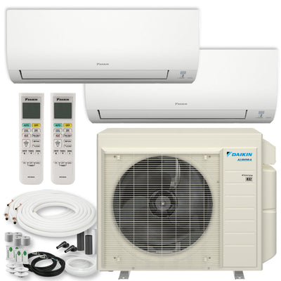 Daikin MXM 18,000 BTU 1.5 Ton 21 SEER2 (2) Zone Ductless Mini Split Heat Pump and Air Conditioning Inverter System 230V - 9K + 9K - 2MXM18AVJU9 / FTXV09AVJU9 / FTXV09AVJU9  Mini Split Systems Direct
