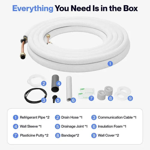 Della 16 ft Line Set Mini Split Installation Kit - 1/4" - 5/8" - 048-CW-5814-16  Mini Split Systems Direct