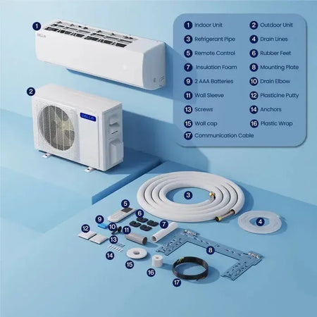 Della Econo Series 23000 BTU SEER2 17 Mini-Split Heat Pump AC - Up to 1500 Sq.Ft. - IF-23K2VR-17S-I+O  Mini Split Systems Direct