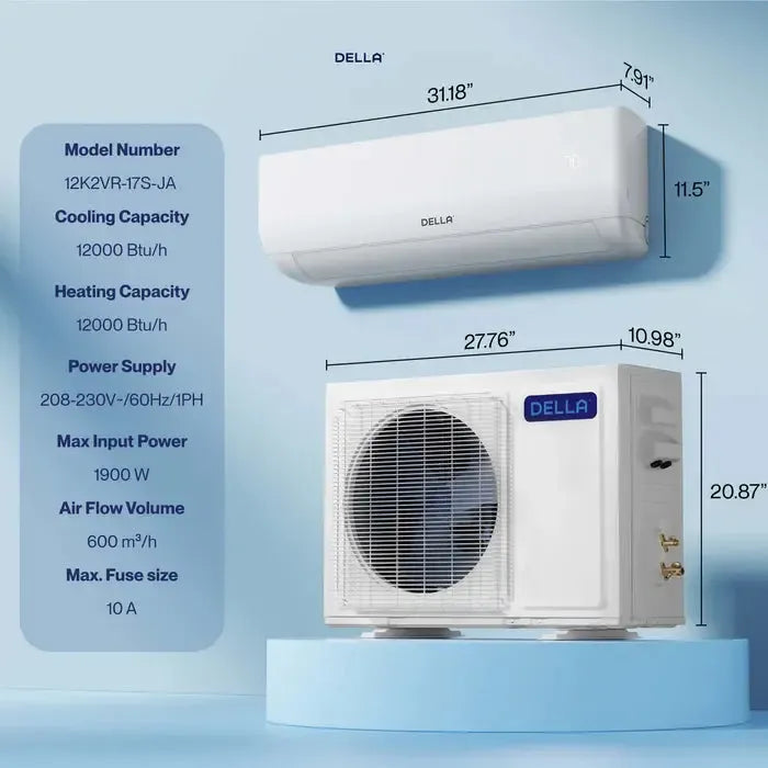 Della Motto Series 12000 BTU SEER2 17 Mini-Split Heat Pump AC - Up to 550 Sq.Ft. - 12K2VR-17S-JA-I+O_1  Mini Split Systems Direct