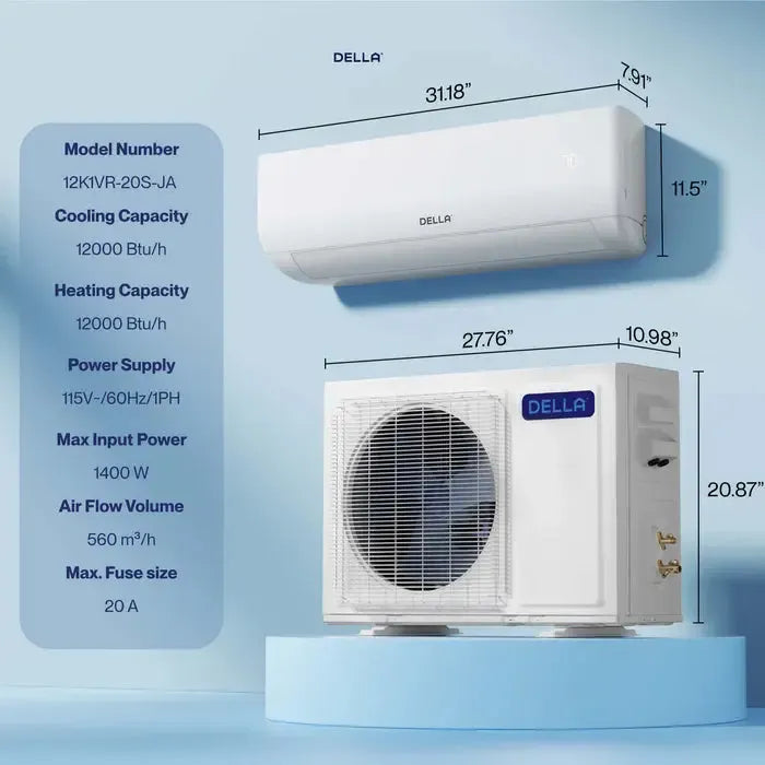 Della Motto Series 12000 BTU SEER2 20 Mini-Split Heat Pump AC - Up to 550 Sq.Ft. - 12K1VR-20S-JA-I+O_1  Mini Split Systems Direct