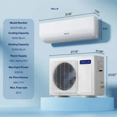 Della Motto Series 9000 BTU SEER2 19 Mini-Split Heat Pump AC - Up to 400 Sq.Ft. - 9K1VR-19S-JA-I+O_1  Mini Split Systems Direct