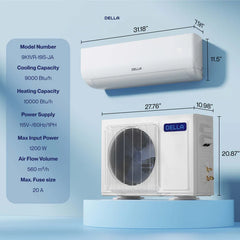 Della Motto Series 9000 BTU SEER2 19 Mini-Split Heat Pump AC - Up to 400 Sq.Ft.