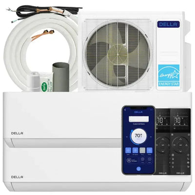 Della Optima Series 18000 BTU Dual Zone Mini Split AC with R-454B (9K+12K) – Up to 950 Sq.Ft. - 1D2-TP+D912-1D2-TP+D912+25-1D2-TP+D912+2*25-1D2-TP+D912+50-1D2-TP+D912+25+50  Mini Split Systems Direct