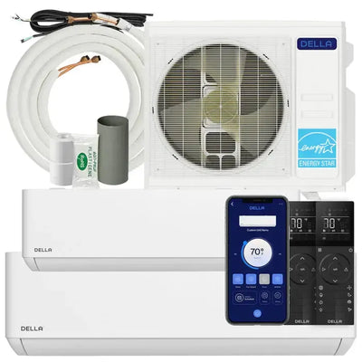 Della Optima Series 27000 BTU Dual Zone Mini Split AC with R-454B (9K+18K) – Up to 1400 Sq.Ft. - 1D3-TP+D918-1D3-TP+D918+25-1D3-TP+D918+2*25-1D3-TP+D918+50-1D3-TP+D918+25+50  Mini Split Systems Direct
