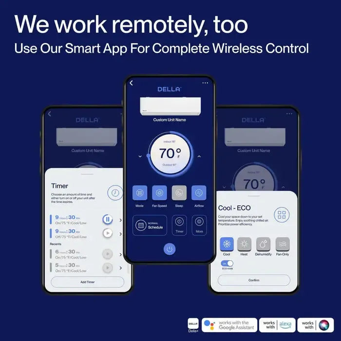 Della Optima Series 27000 BTU Tri-Zone Mini Split AC with R-454B (9K+9K+9k) – Up to 1200 Sq.Ft. - 1D3-TP+T999-1D3-TP+T999+25-1D3-TP+T999+2*25-1D3-TP+T999+3*25-1D3-TP+T999+50  Mini Split Systems Direct