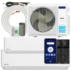 Della Optima Series 35000 BTU Dual Zone Mini Split AC with R-454B (12K+24K) – Up to 2050 Sq.Ft.
