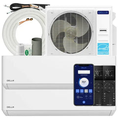 Della Optima Series 35000 BTU Dual Zone Mini Split AC with R-454B (18K+18K) – Up to 2000 Sq.Ft.