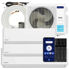 Della Optima Series 36000 BTU Tri-Zone Mini Split AC with R-454B (9K+9K+18k) – Up to 1800 Sq.Ft. - 1D4-TP+T9918-1D4-TP+T9918+25-1D4-TP+T9918+2*25-1D4-TP+T9918+3*25-1D4-TP+T9918+50  Mini Split Systems Direct