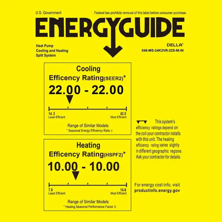 Della Serena Series 24000 BTU SEER2 22 Mini-Split Heat Pump AC - Up to 1500 Sq.Ft. - 24K2VR-22S-M-I+O  Mini Split Systems Direct