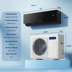Della Umbra Series 18000 BTU SEER2 19 Mini-Split Heat Pump AC - Up to 1000 Sq.Ft. - 18K2VR-17S-JPB-I+O_1  Mini Split Systems Direct