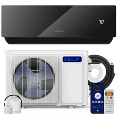 Della Umbra Series 9,000 BTU 19 SEER2 Ductless Mini Split Air Conditioner Heat Pump System with 16 ft. Line Set and Installation Kit 115V (R-32) - 9K1VR-19S-JPB-I+O  Mini Split Systems Direct