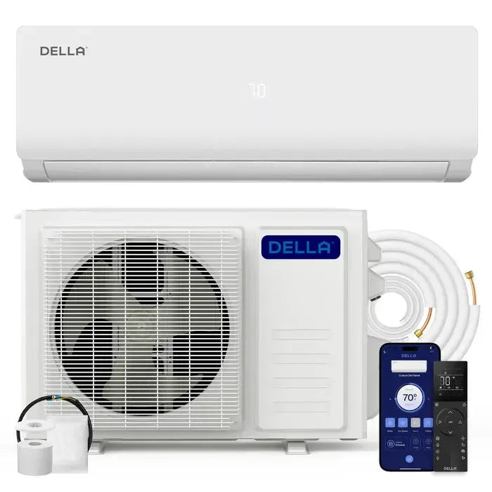 Della Vario Series 12000 BTU SEER2 23 Mini-Split Heat Pump AC with 16 ft Installation Kit - Up to 550 Sq.Ft. - TL-12K2VB-23S-I+O  Mini Split Systems Direct