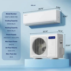 Della Vario Series 18000 BTU SEER2 19 Mini-Split Heat Pump AC - Up to 1000 Sq.Ft. - 048-TL-18K2V-19S-I+O_1  Mini Split Systems Direct