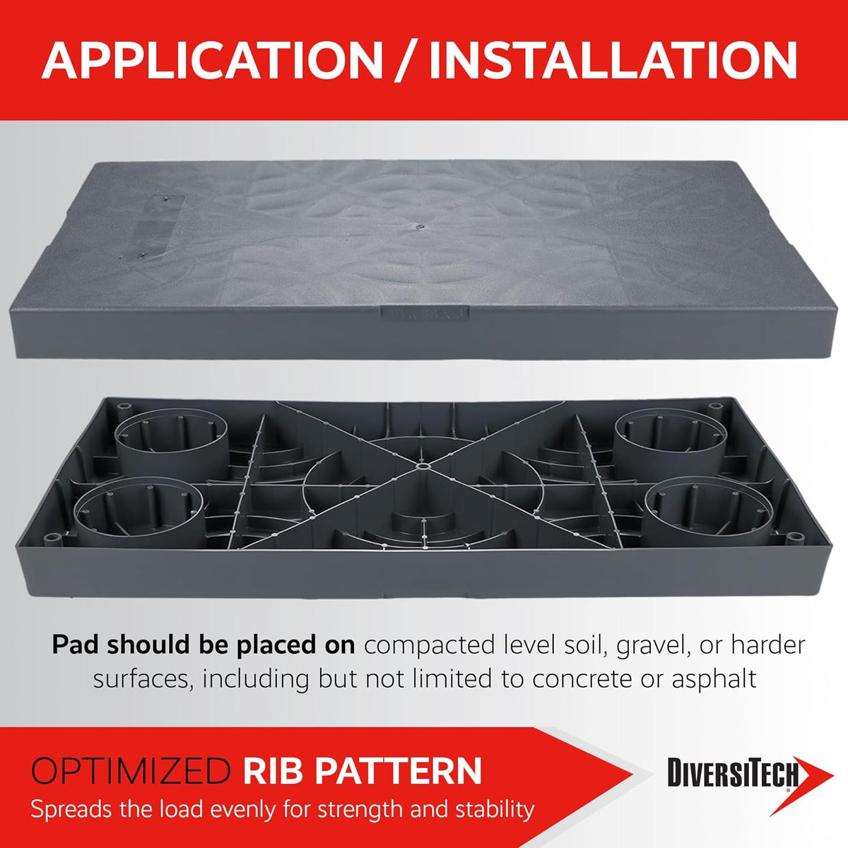DiversiTech 36" x 36" x 3" E Lite Plastic Equipment Pad - EL3636-3  Mini Split Systems Direct