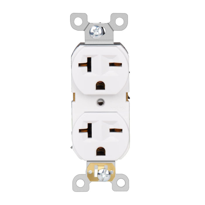 Duplex Receptacle Wall Outlet, Straight Blade - 20A, 250V, 2 Pole, 3 Wire, 6-20R/6-15R - White -   Mini Split Systems Direct