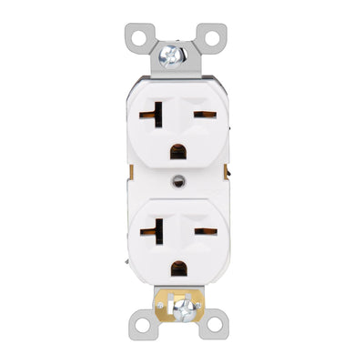 Duplex Receptacle Wall Outlet, Straight Blade - 20A, 250V, 2 Pole, 3 Wire, 6-20R/6-15R - White -   Mini Split Systems Direct