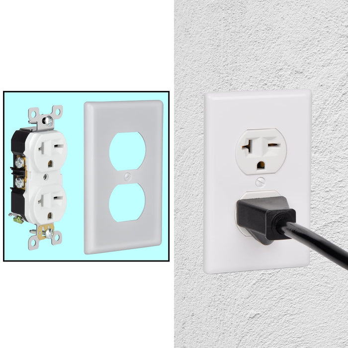 Duplex Receptacle Wall Outlet, Straight Blade - 20A, 250V, 2 Pole, 3 Wire, 6-20R/6-15R - White -   Mini Split Systems Direct