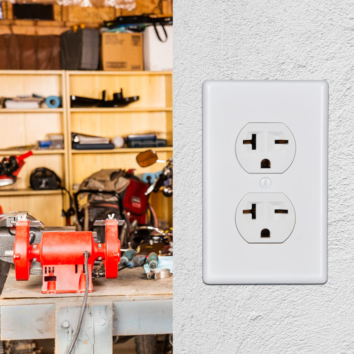 Duplex Receptacle Wall Outlet, Straight Blade - 20A, 250V, 2 Pole, 3 Wire, 6-20R/6-15R - White -   Mini Split Systems Direct