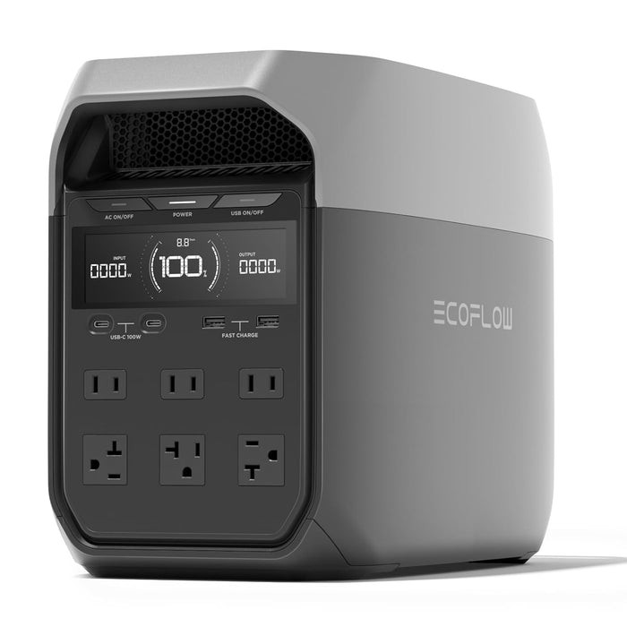 EF ECOFLOW DELTA 3 Portable Power Station, 1024Wh LiFePO4 Battery, Full Charge in 56 Min, 1800W AC/100W USB-C Output, Solar Generator(Solar Panel Optional) for Home Backup Power, Camping & RVs - B0DCBYMC9D  Mini Split Systems Direct