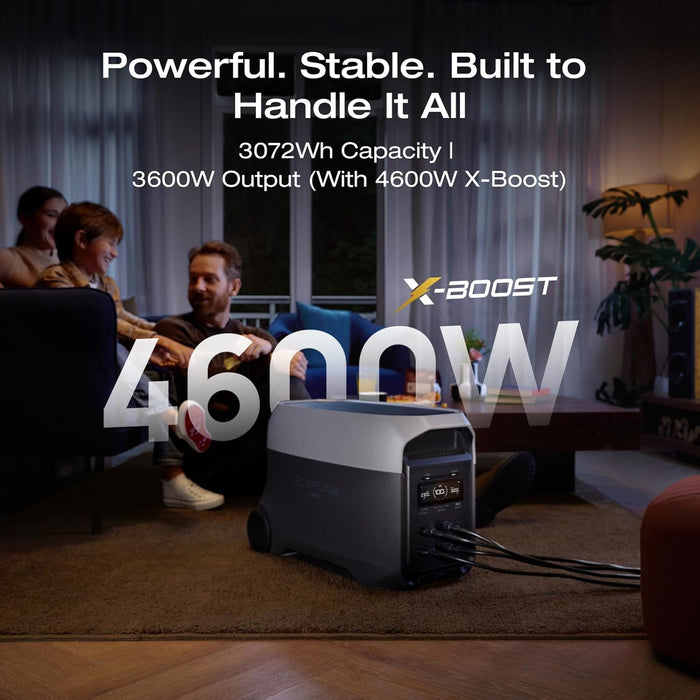 EF ECOFLOW DELTA 3 Ultra Portable Power Station with AC Cable, 3600W (Surge 7200W) Output Home Power, 3072Wh LiFePO4 Battery, Solar Generator for Home Use, Camping Accessories & RV Backup - B0G1BS3HGZ  Mini Split Systems Direct