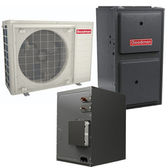 Goodman | 2 Ton | 18.0 SEER2 | R-32 | Dual Fuel System | GZV6SA2410 + CAPEA3022B3 + GRVM970803BN | 17-1/2" Cabinet Width | Upflow/Downflow | Coil | 80,000 BTU/h | Upflow/Horizontal | Modulating | Variable-Speed ECM | Natural Gas | Furnace
