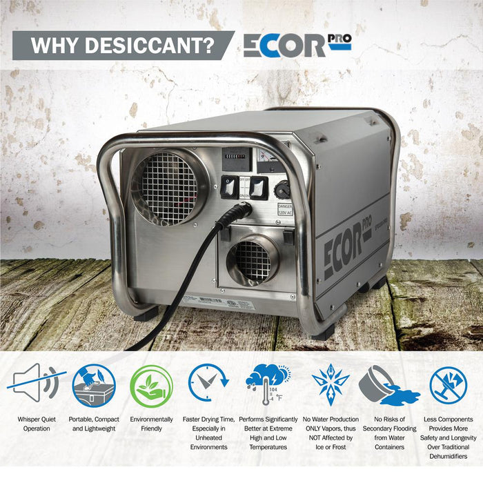 Ecor Pro EPD200 PRO DryFan 200 Pint Stainless Steel Desiccant Dehumidifier - 120V - EPD200-PRO  Mini Split Systems Direct