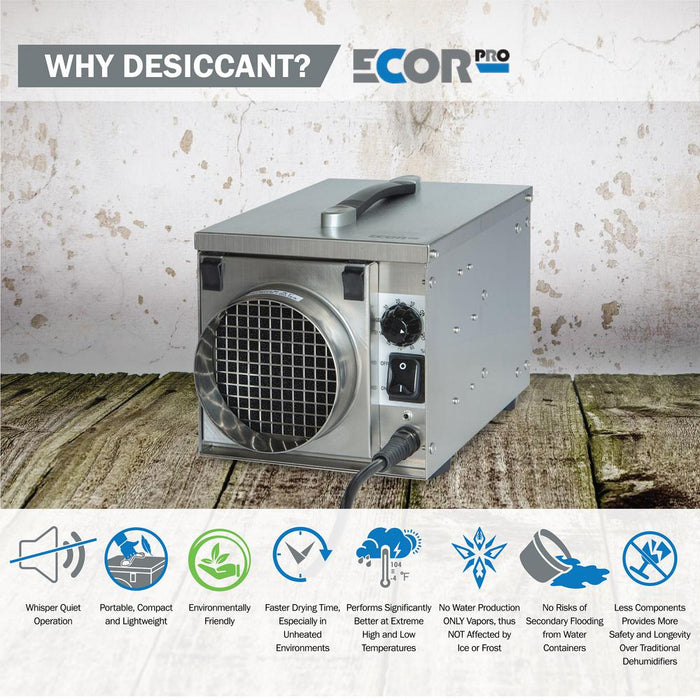 Ecor Pro EPD50 PRO DryFan 50 Pint Stainless Steel Desiccant Dehumidifier - EPD50-PRO  Mini Split Systems Direct
