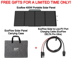 Free EcoFlow 400W Portable Solar Panel + EcoFlow Solar Panel Carrying Case + EcoFlow Solar to Low-PV Port Charging Cable for EcoFlow DELTA Pro Ultra ($888.97 Value)