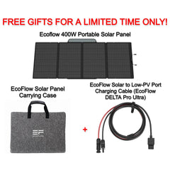 Free EcoFlow 400W Portable Solar Panel + EcoFlow Solar Panel Carrying Case + EcoFlow Solar to Low-PV Port Charging Cable for EcoFlow DELTA Pro Ultra ($888.97 Value)