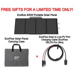 Free EcoFlow 400W Portable Solar Panel + EcoFlow Solar Panel Carrying Case + EcoFlow Solar to Low-PV Port Charging Cable for EcoFlow DELTA Pro Ultra ($888.97 Value)
