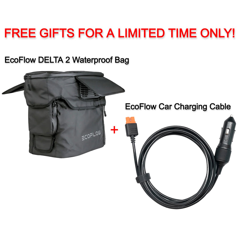 Free EcoFlow DELTA 2 Waterproof Bag + EcoFlow Car Charging Cable for EcoFlow Power Stations ($100.00 Value)