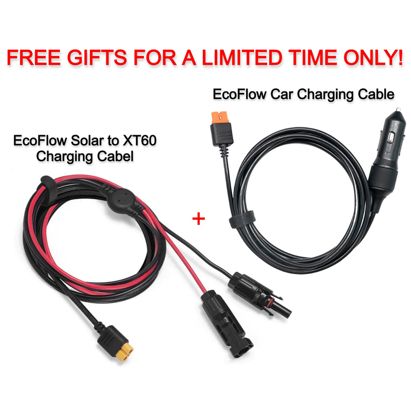 Free EcoFlow Solar to XT60 Charging Cable + EcoFlow Car Charging Cable for EcoFlow Power Stations ($49.99 Value)