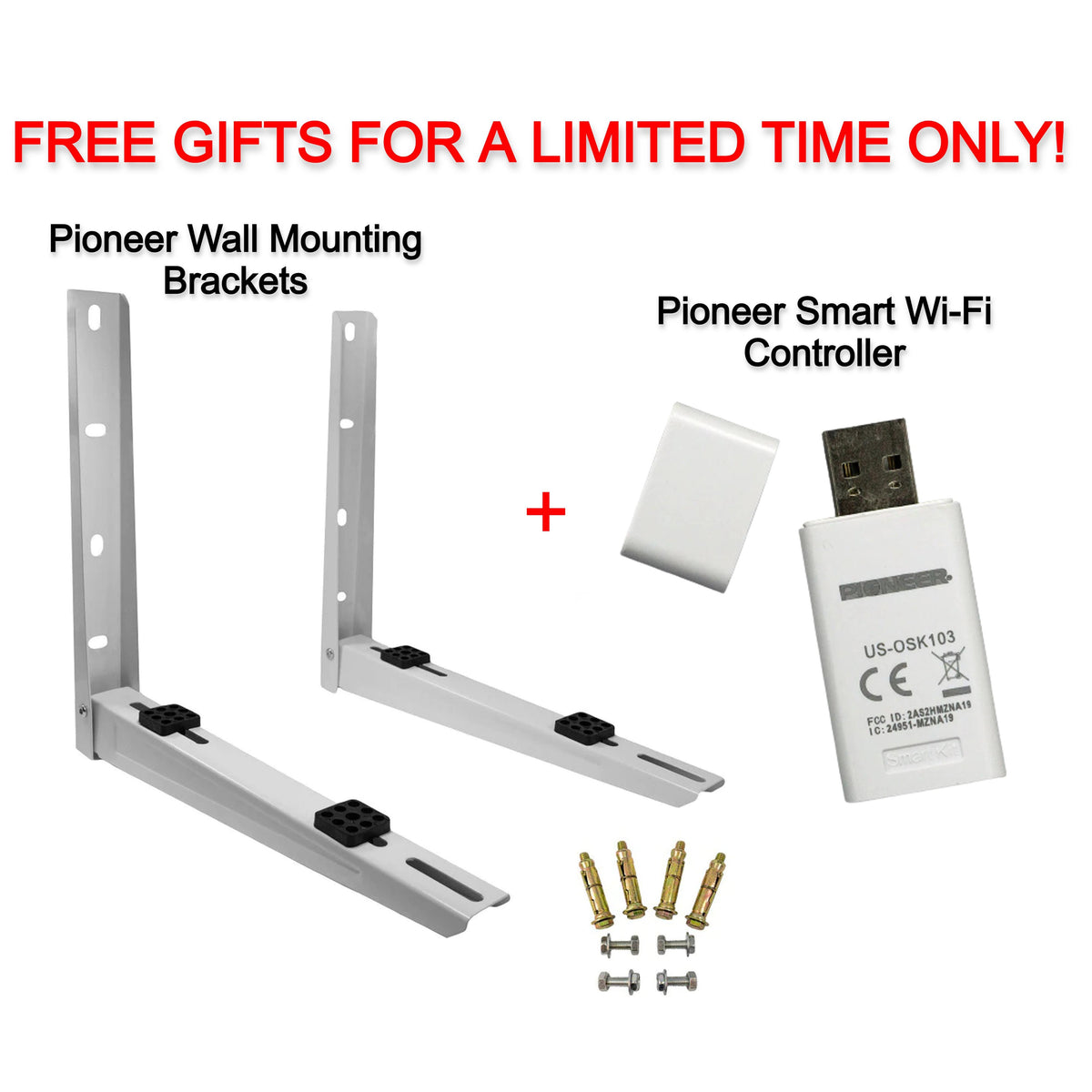 Free Pioneer® Condenser Wall Mounting Brackets + Smart Wi-Fi Controller ($159.99 Value) - MB-C-B-D1824  Mini Split Systems Direct
