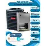 Goodman 1.5 Ton 15 SEER2 R-32 Heat Pump System and Front or Bottom Return Air Handler with 8kW Heat Kit (GLZS4MA1810 Condenser and AWST18SU1308 Wall Mount Air Handler)