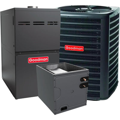 Goodman 5 TON 14 SEER2 Upflow R-32 AC System with 80% AFUE 120k BTU furnace (GLXS4BA6010 condenser with GR9S801205DN furnace and CAPTA6030D3 coil) - GLXS4BA6010 / GR9S801205DN / CAPTA6030D3  Mini Split Systems Direct
