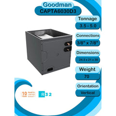 Goodman 5 TON 14 SEER2 Upflow R-32 AC System with 80% AFUE 120k BTU furnace (GLXS4BA6010 condenser with GR9S801205DN furnace and CAPTA6030D3 coil) - GLXS4BA6010 / GR9S801205DN / CAPTA6030D3  Mini Split Systems Direct