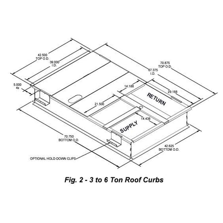 Goodman / Daikin 0221L00014 14" Tall Knocked Down Roof Curb - 3 to 6 Tons - 0221L00014  Mini Split Systems Direct
