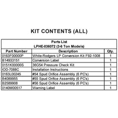 Goodman / Daikin LPHE-036072 LP Conversion Kit
