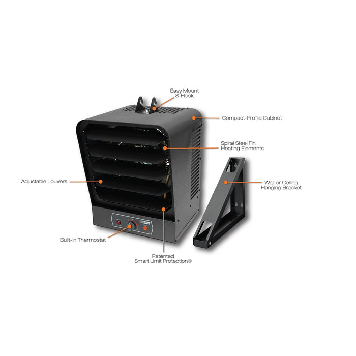 King Electric Garage Heater with Bracket and Thermostat 240V 1PH 7500W - GH2407TB - GH2407TB  Mini Split Systems Direct