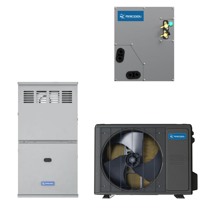 MRCOOL 4 Ton Central Universal Air Conditioner and 80% AFUE, 100K BTU 21" Gas Furnace Split System - Upflow, Horizontal, or Downflow - MGA80SE100C5C-MCMP4860-UHP18048-O  Mini Split Systems Direct