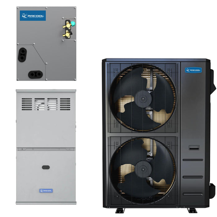 MRCOOL 5 Ton Central Universal Air Conditioner and 80% AFUE, 120K BTU 24.5" Gas Furnace Split System - Upflow, Horizontal, or Downflow - MGA80SE120D5C-MCMP4860DOTB-UHP1806  Mini Split Systems Direct