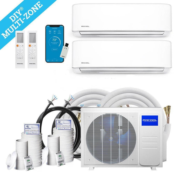 MRCOOL® DIY Mini Split 18,000 BTU 21 SEER 2 Zone Ductless Air Conditioner and Heat Pump 9K + 9K - DIYM218HPW00C00  Mini Split Systems Direct