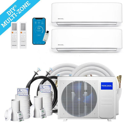MRCOOL® DIY Mini Split 18,000 BTU 21 SEER 2 Zone Ductless Air Conditioner and Heat Pump 9K + 9K - DIYM218HPW00C00  Mini Split Systems Direct